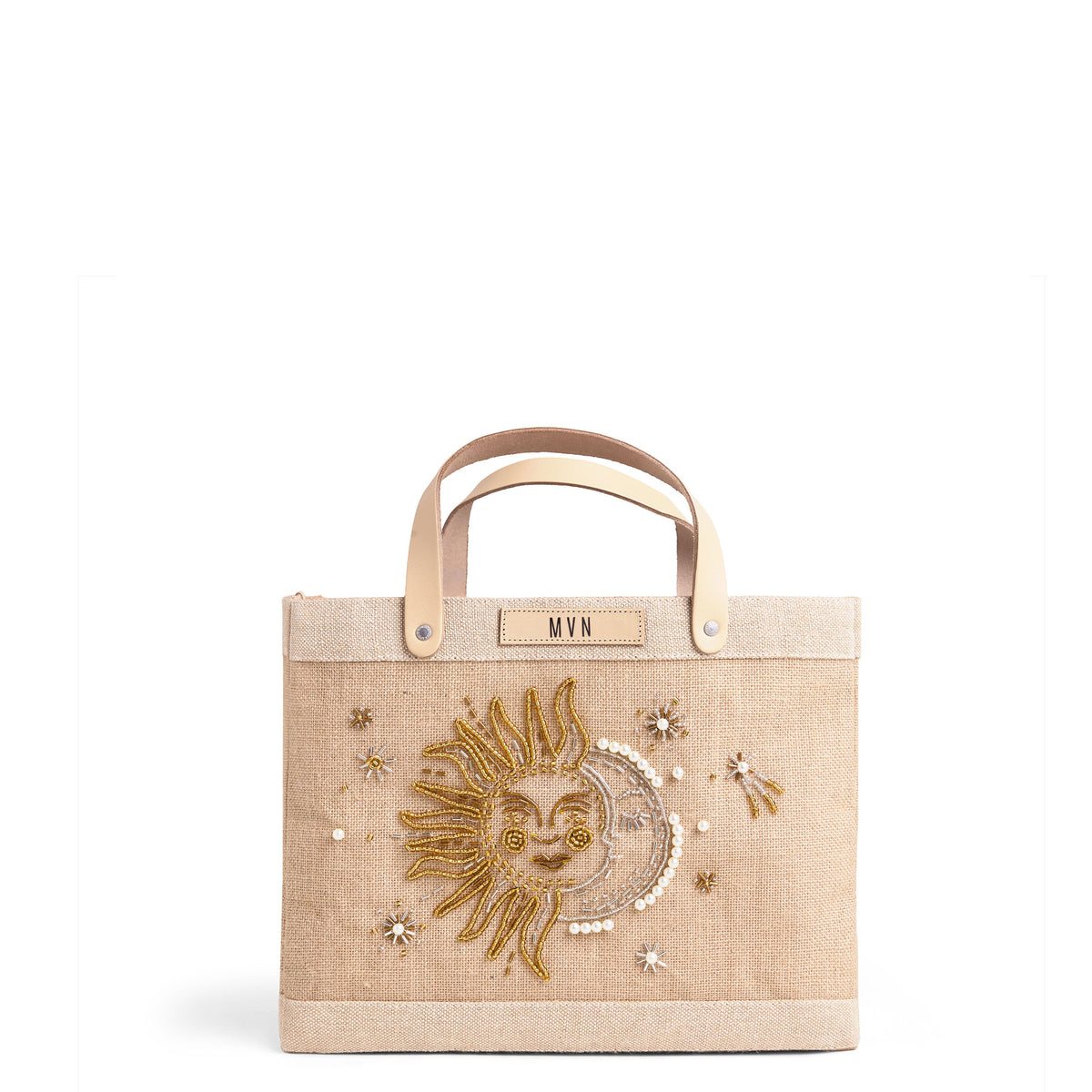 Petite Market Bag in Natural with Sun & Moon Bead