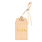 Personalized Leather Gift Tag Monogram Shadow in Natural with Gold Foil