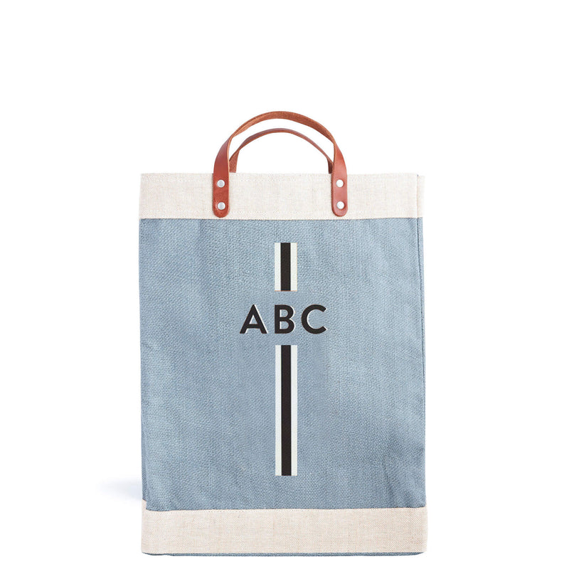 Market Bag in Cool Gray with Black Monogram