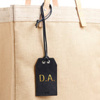 Personalized Leather Gift Tag Monogram Shadow in Black with Gold Foil