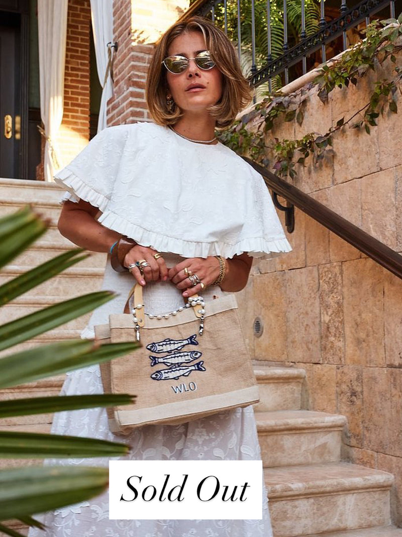 [Sold Out] Limited Petite with Beaded Sardine — summer-inspired, handwoven in five hours with hundreds of glass beads.