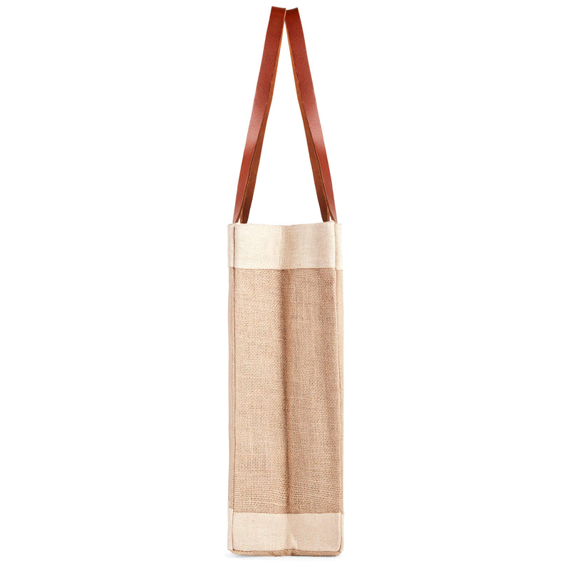 Market Tote in Natural with Large Monogram