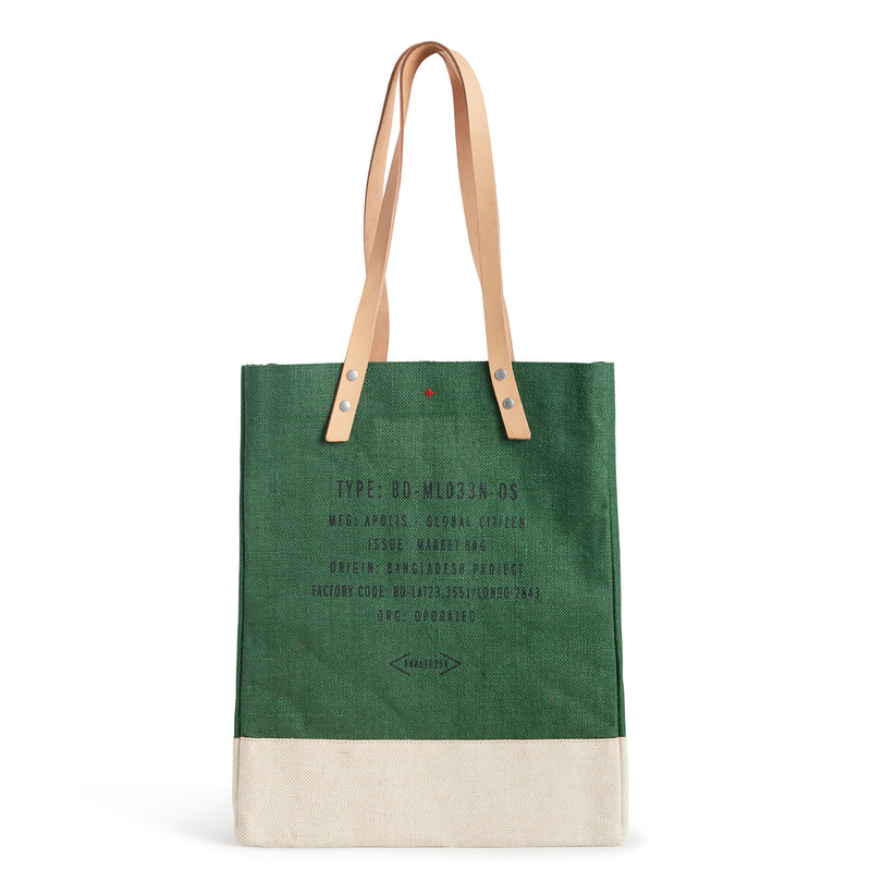 Wine Tote in Field Green with Embroidered Heart