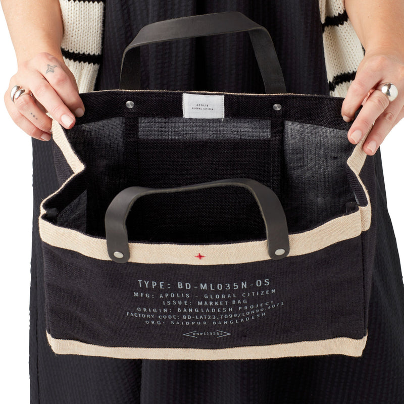 Petite Market Bag in Black Peony by Amy Logsdon