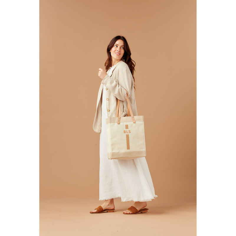 Market Tote in White with Monogram