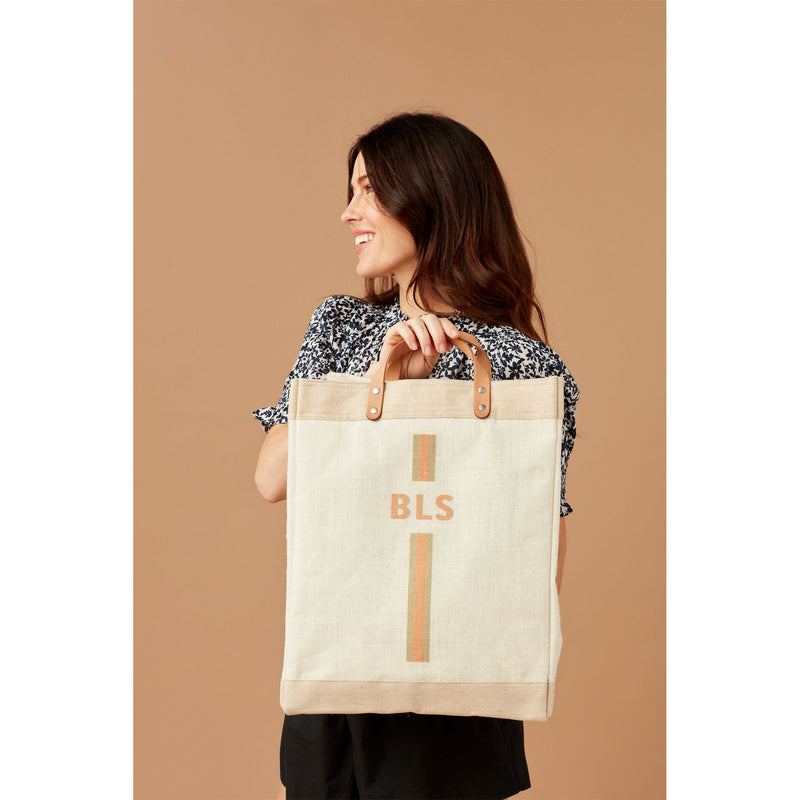 Market Bag in White with Monogram
