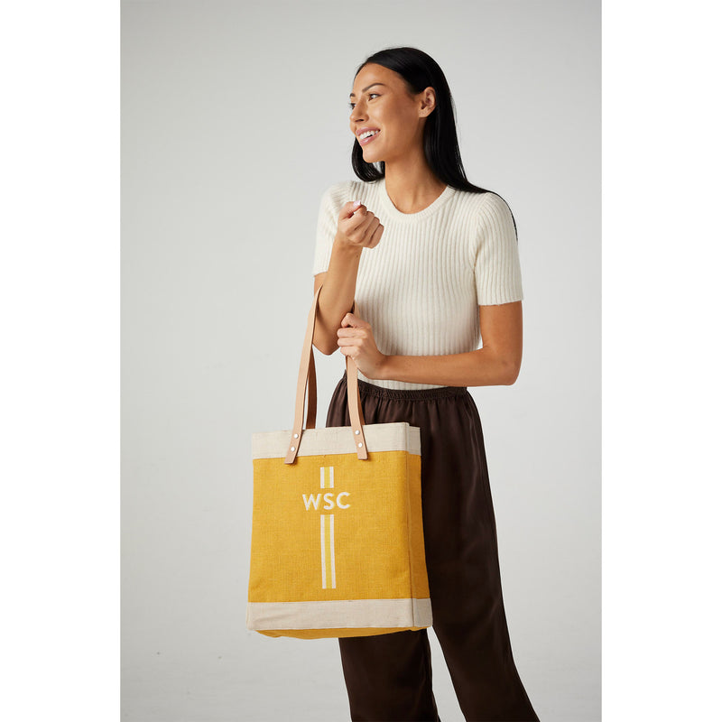 Market Tote in Gold with Monogram