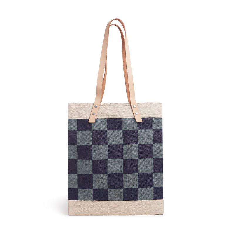 Market Tote in Navy Checker