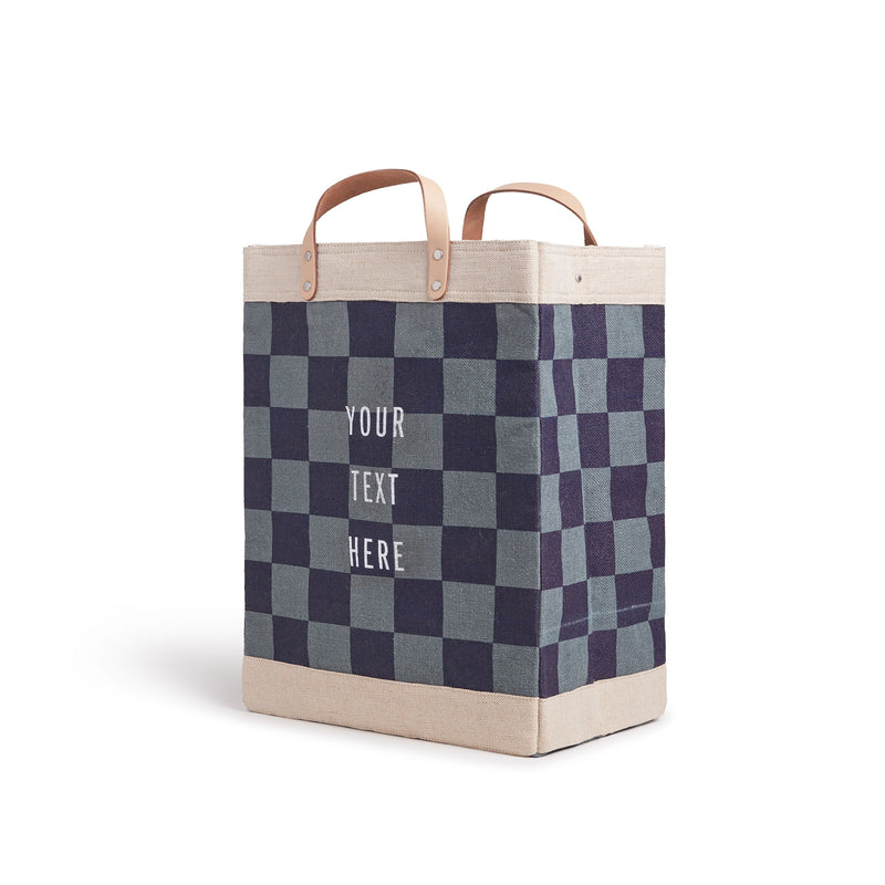 Market Bag in Navy Checker with Strap