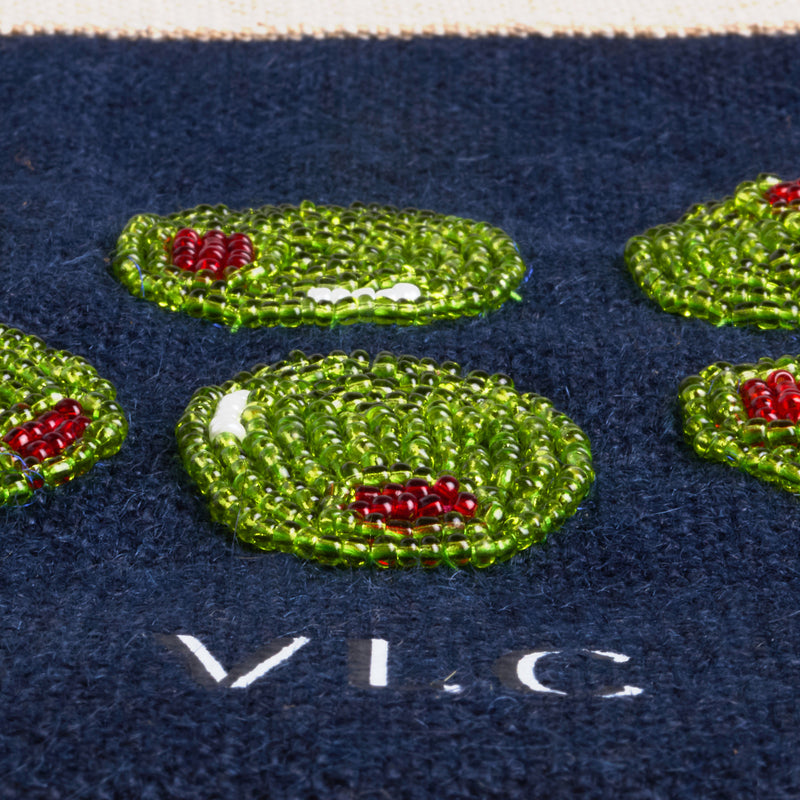 Petite Market Bag in Navy with Beaded Olives