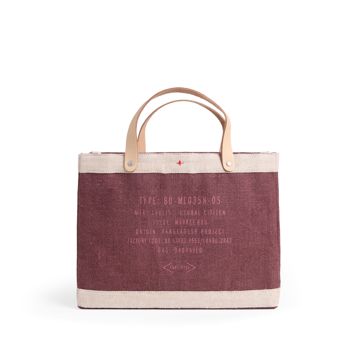 Petite Market Bag in Mulberry — back with origin print