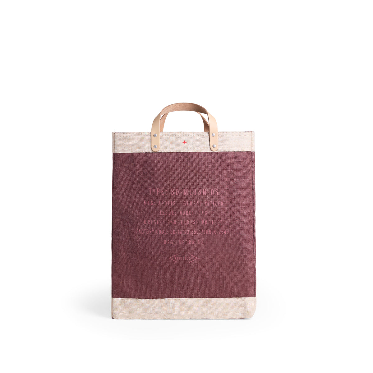 Market Bag in Mulberry — back with origin print