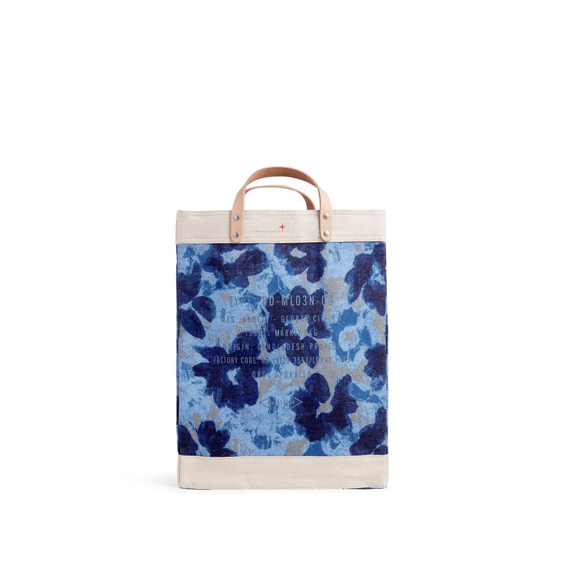 Market Bag in Indigo Bloom by Liesel Plambeck with Monogram