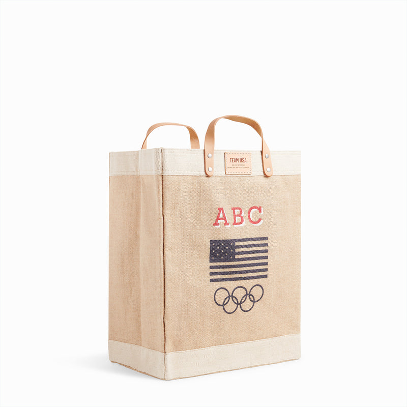 Market Bag in Natural for Team USA "Red and White"