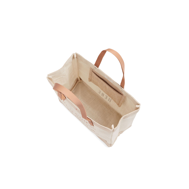 Market Tote in White with Monogram