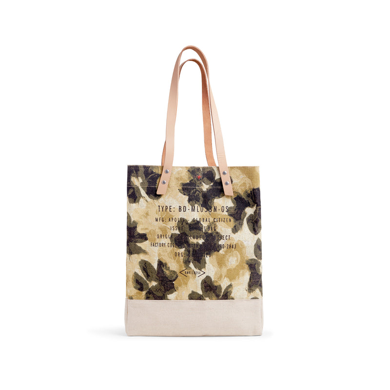 Wine Tote in Khaki Bloom by Liesel Plambeck