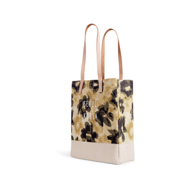 Wine Tote in Khaki Bloom by Liesel Plambeck