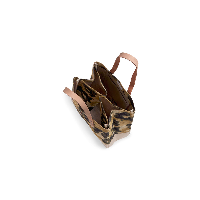 Wine Tote in Khaki Bloom by Liesel Plambeck with Monogram