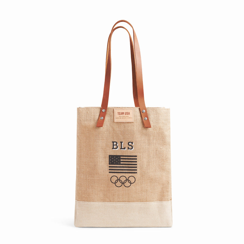Wine Tote in Natural for Team USA "Black and White"