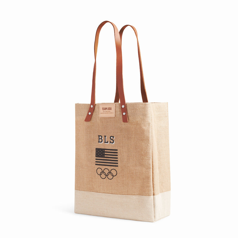 Wine Tote in Natural for Team USA "Black and White"