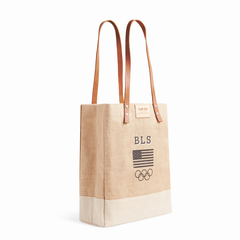 Wine Tote in Natural for Team USA "Black and White"