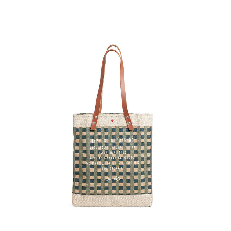 Market Tote in Green Gingham