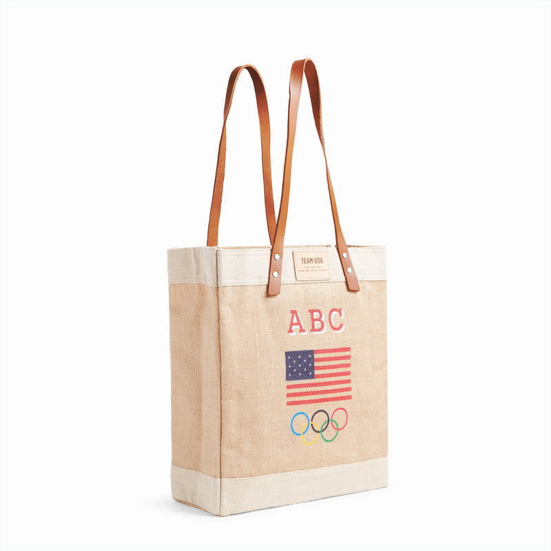 Market Tote in Natural for Team USA "Red, White, and Blue"