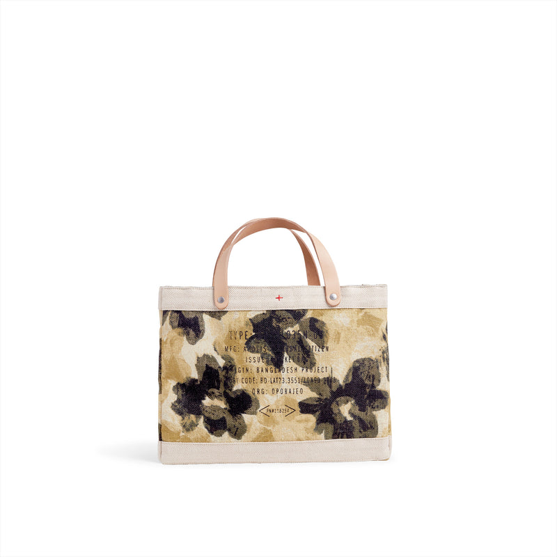 Petite Market Bag in Khaki Bloom by Liesel Plambeck with Monogram