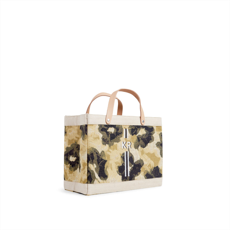 Petite Market Bag in Khaki Bloom by Liesel Plambeck with Monogram