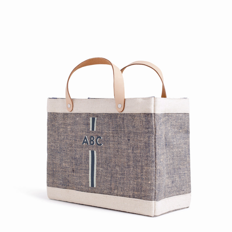 Petite Market Bag in Chambray with Monogram