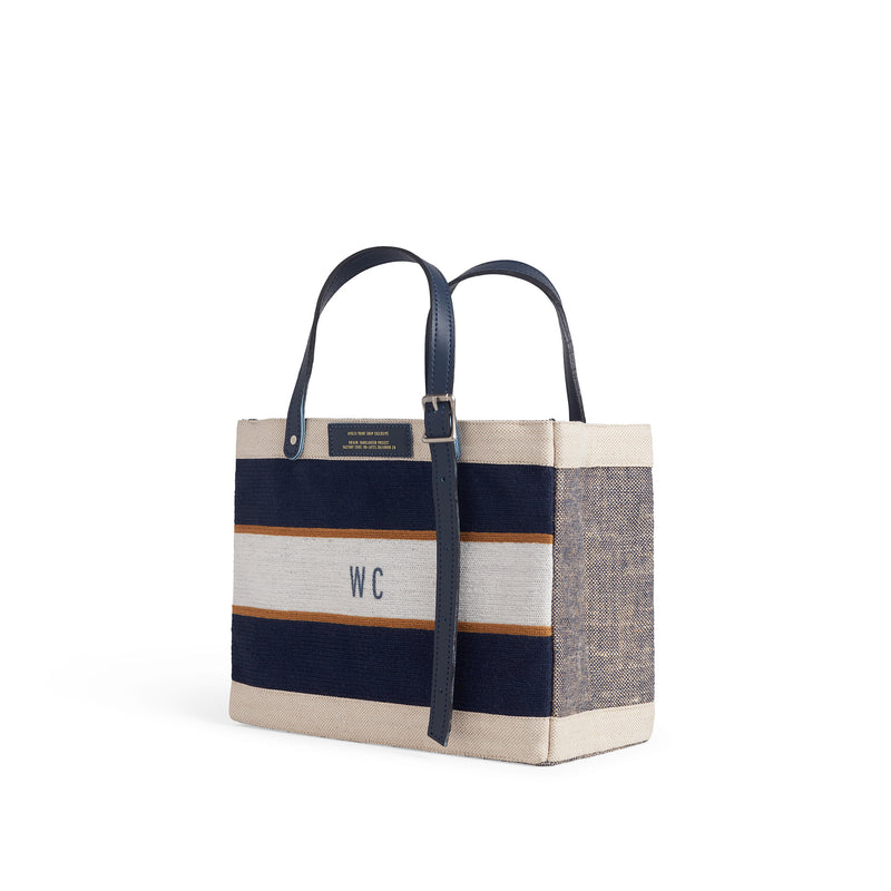 Petite Market Bag in Collegiate Blue Chenille with Adjustable Handle