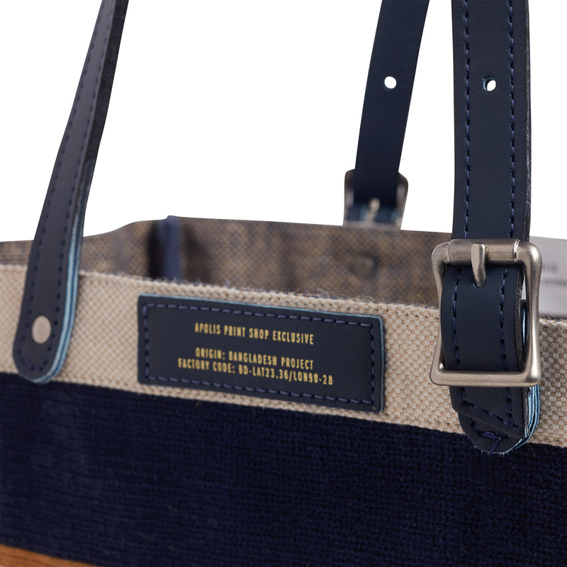 Petite Market Bag in Collegiate Blue Chenille with Adjustable Handle