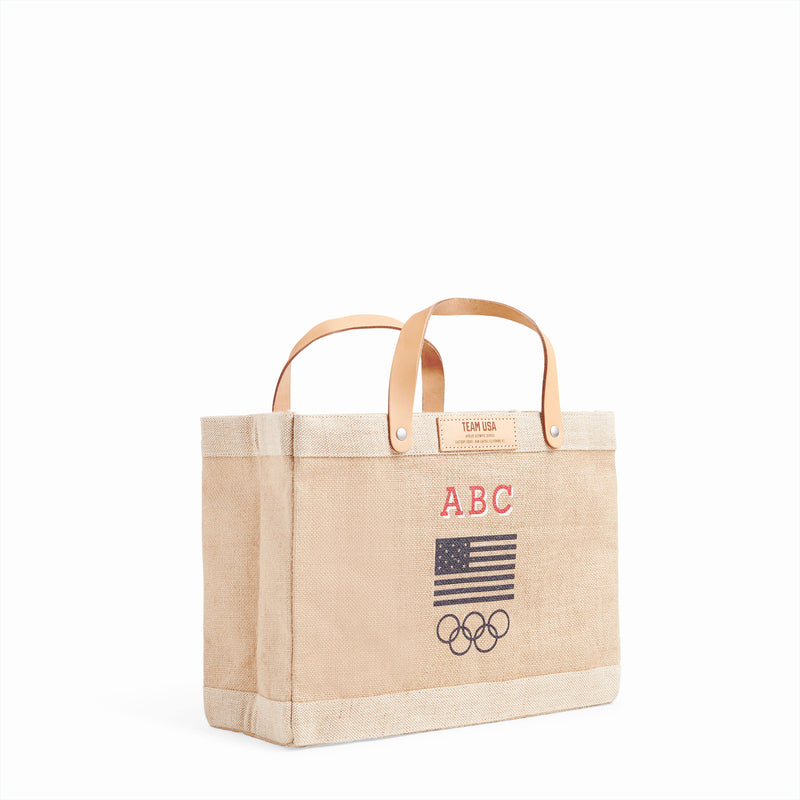 Petite Market Bag in Natural for Team USA "Red and White"