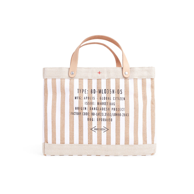 Petite Market Bag in White Stripe