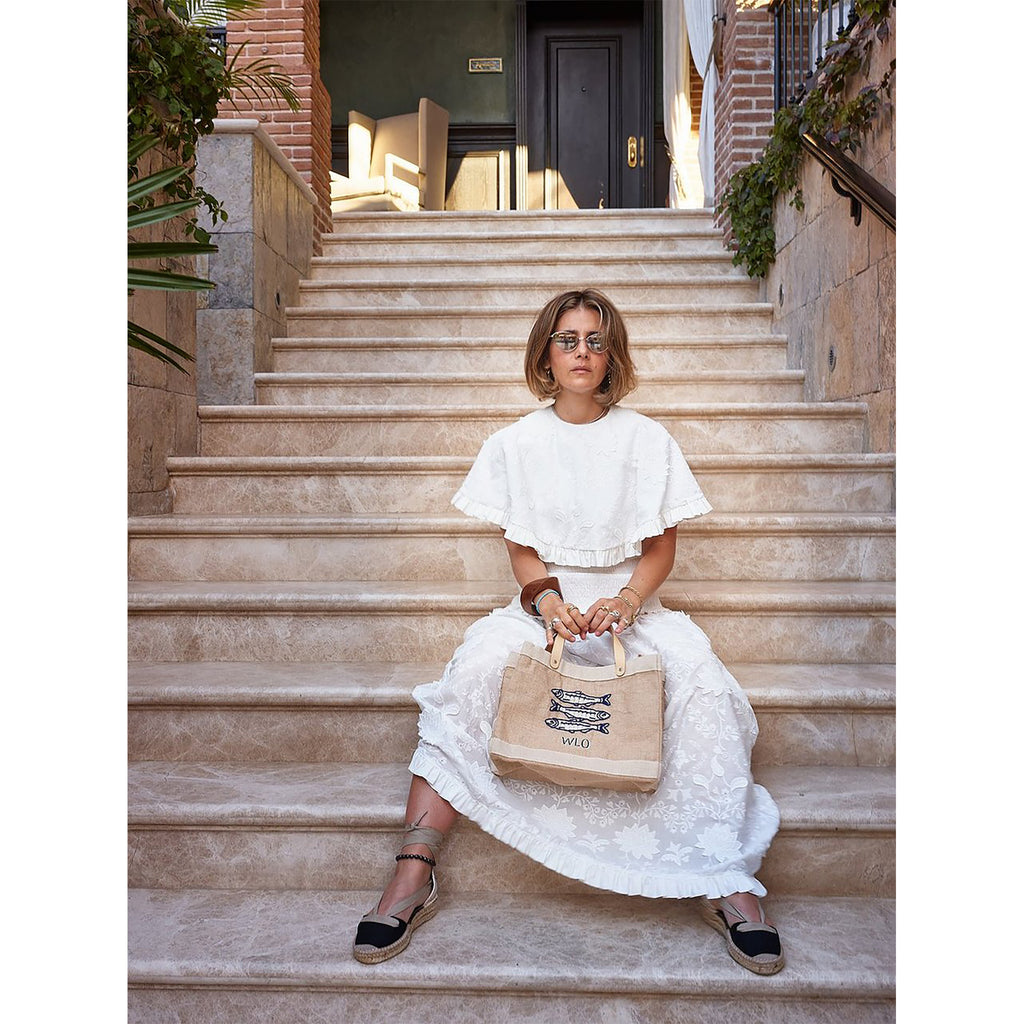 Petite Market Bag with hand-beaded glass sardines by Apolis — product view 8