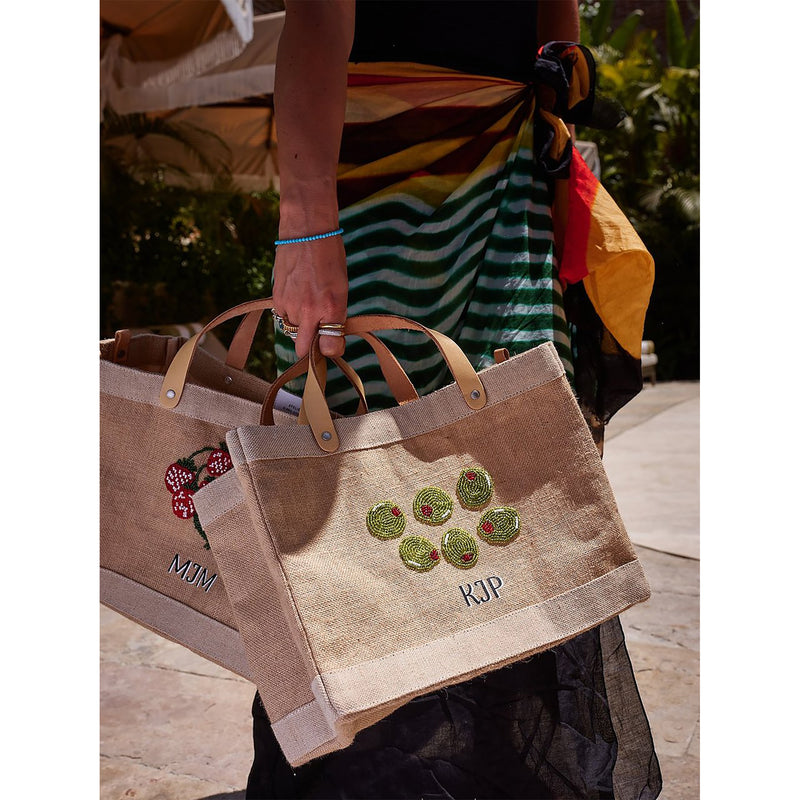 Petite Market Bag with Beaded Strawberry with Strap