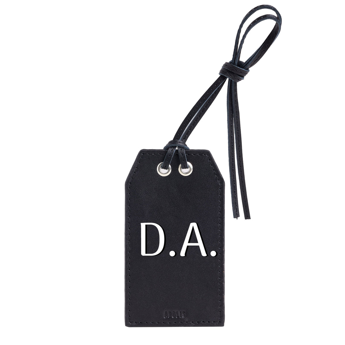 Personalized Leather Gift Tag Monogram Shadow in Black