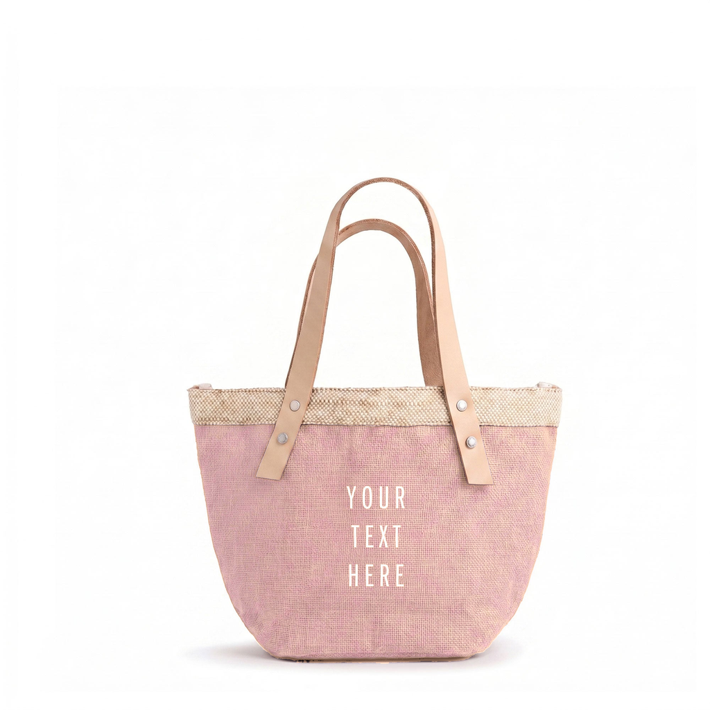 Petite Bucket Bag in Blush - front, personalize with your text