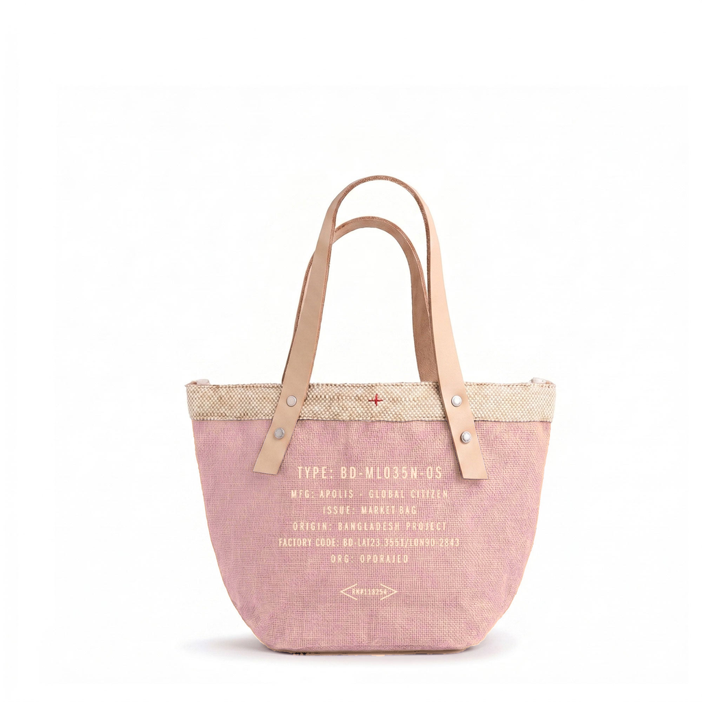 Petite Bucket Bag in Blush - back with specifications