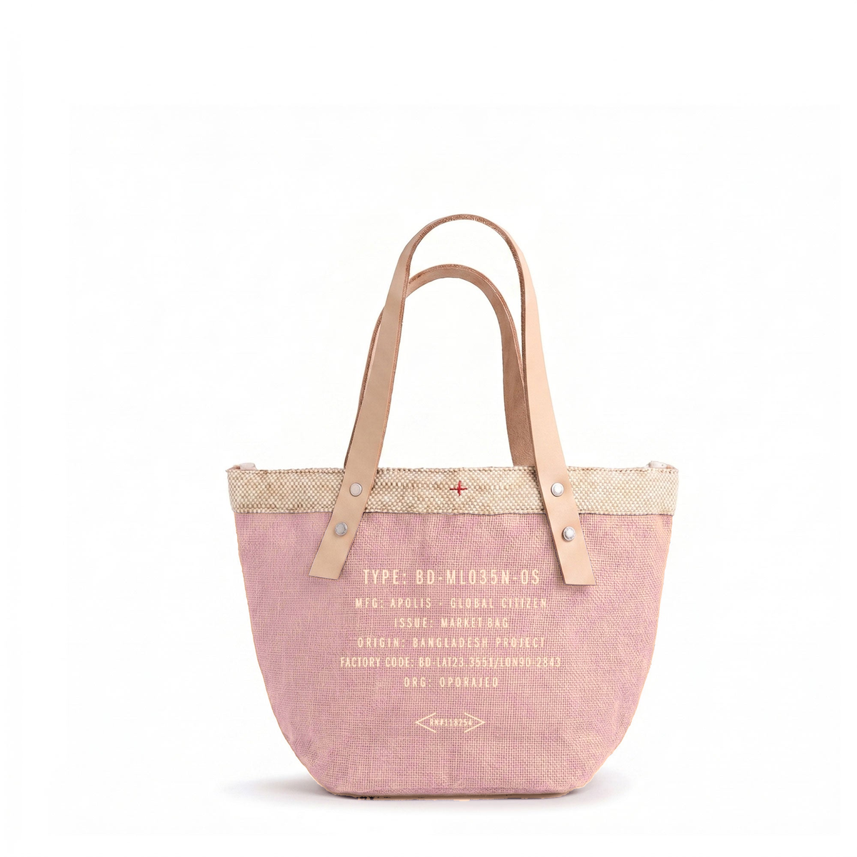 Petite Bucket Bag in Blush - back with specifications