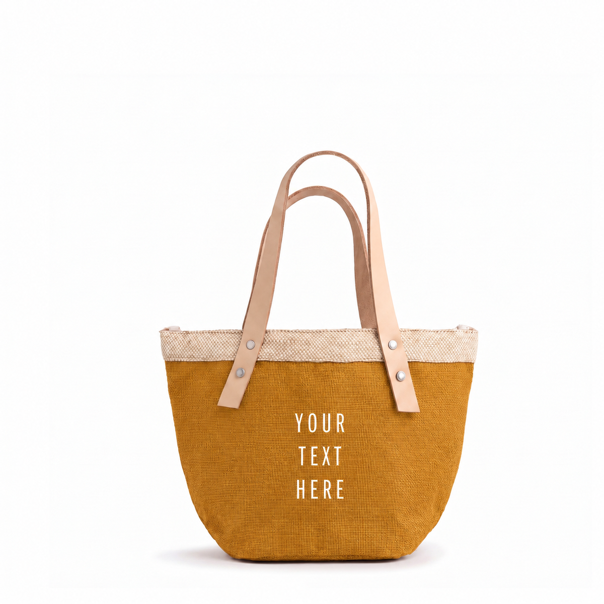 Petite Bucket Bag in Carrot: Autumn Blaze shade, approved customizable front