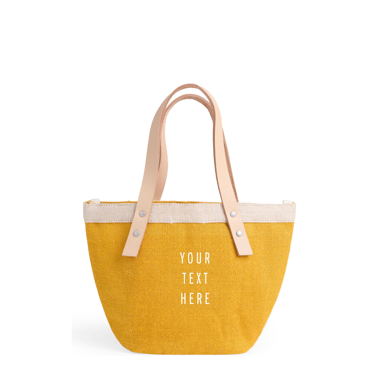 Petite Bucket Bag in Carrot: corrected customizable front