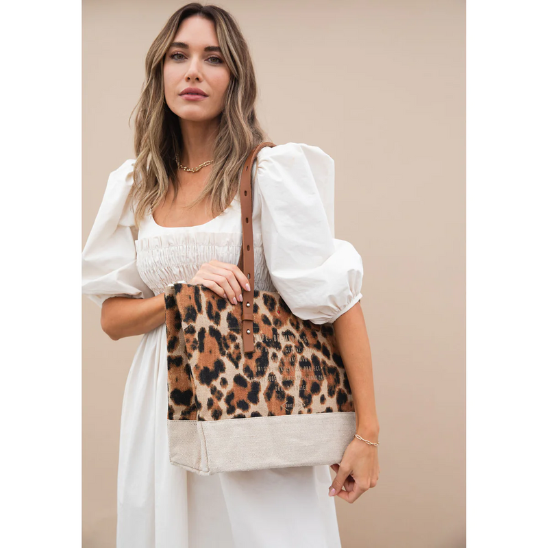 Shoulder Market Bag in Cheetah for Clare V. “Merci Beau Coup”