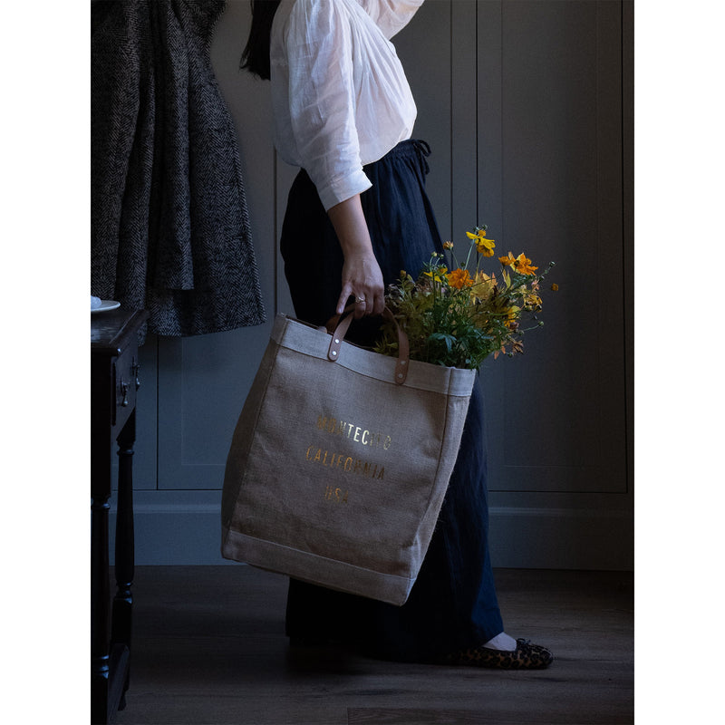 Market Tote in Natural Gold Foil