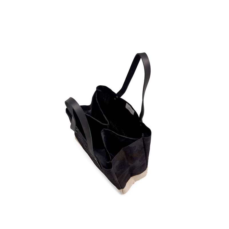Wine Tote in Black with Embroidered Heart