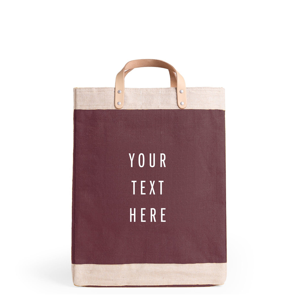 Market Bag in Mulberry — personalization preview