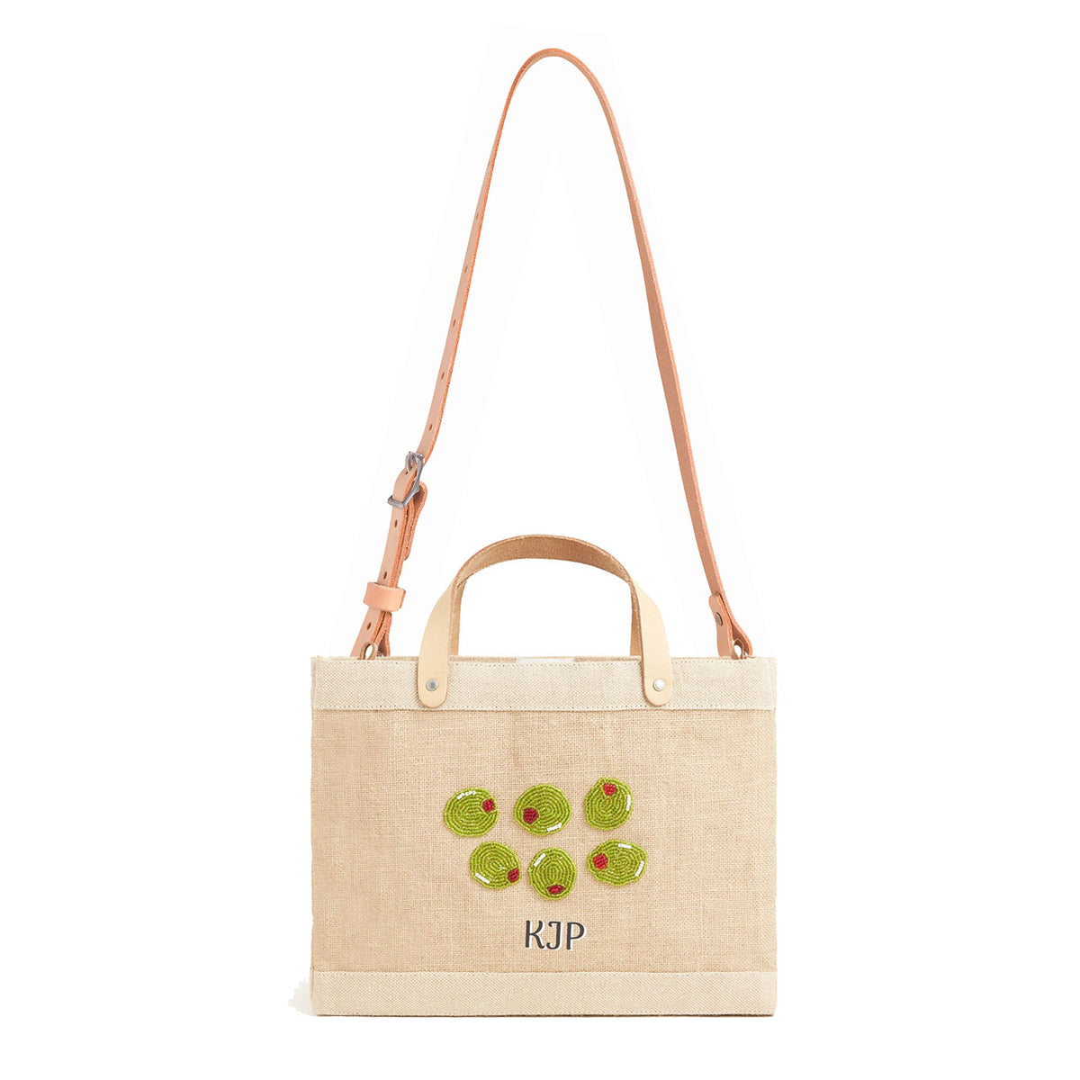 Petite Market Bag with Beaded Olives with Strap