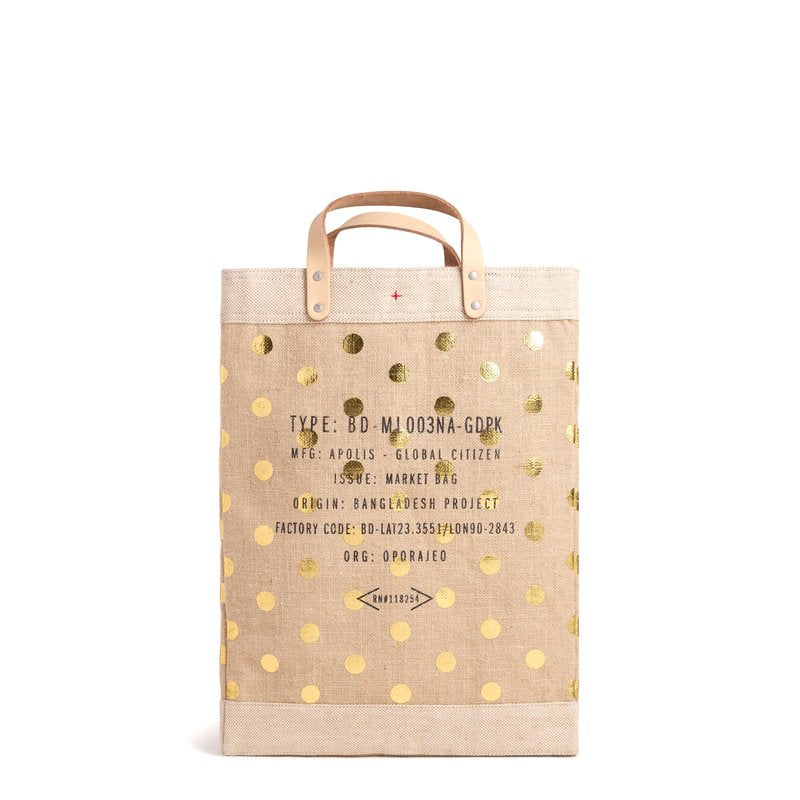 Market Bag in Gold Polka Dot Shadow Monogram