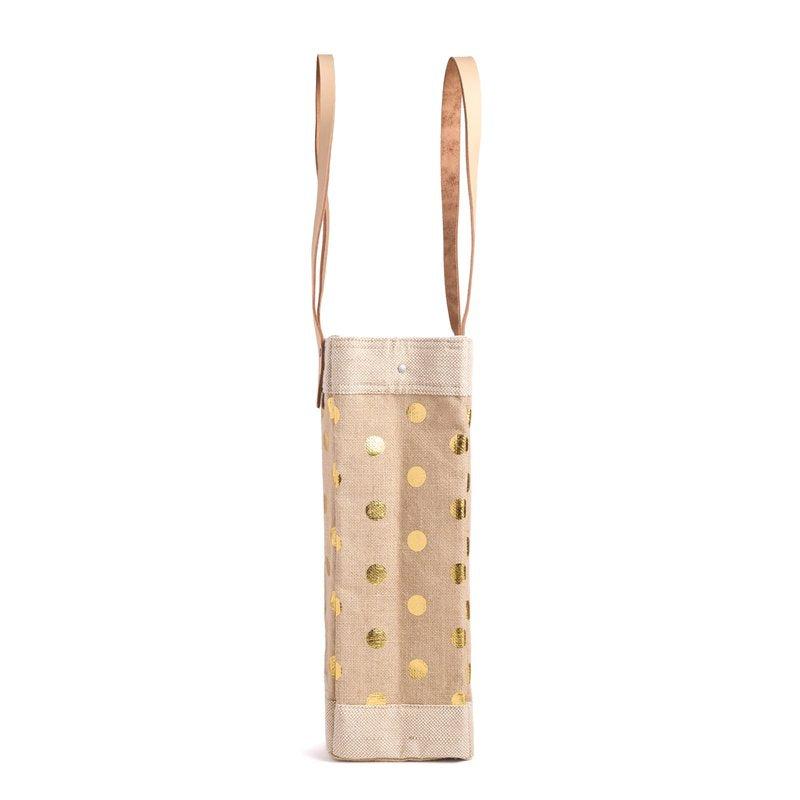 Market Tote in Gold Polka Dot with Monogram
