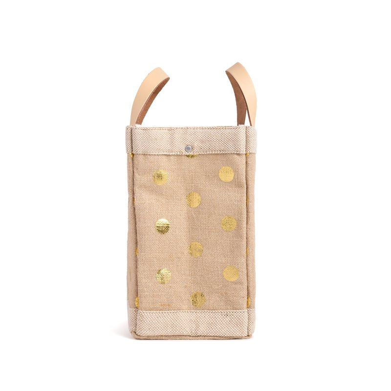Petite Market Bag in Gold Polka Dot Monoram